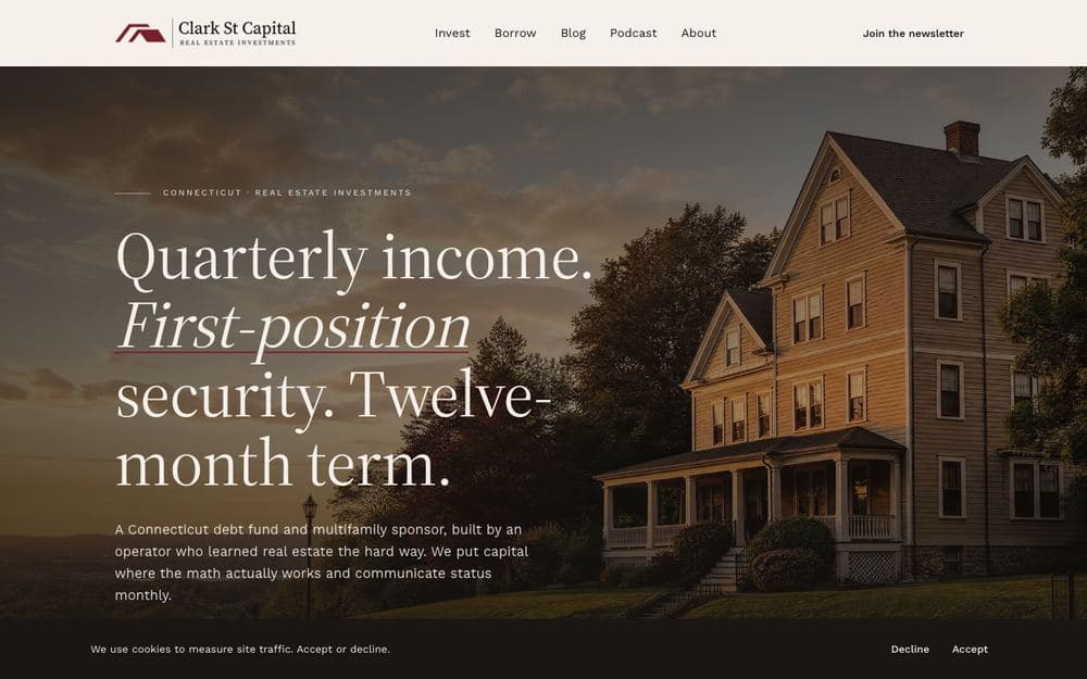 The Clark St Capital website homepage