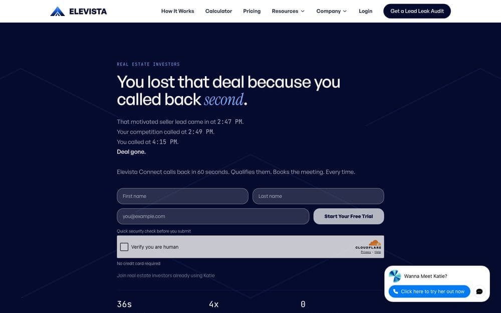 The Elevista website homepage